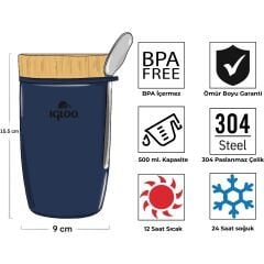 Igloo Bamboo Yemek Termosu 500ml-LACİVERT