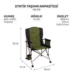FreeCamp Huxley Trail Katlanır Sandalye-HAKİ-SİYAH
