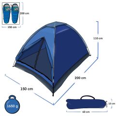 Freelife Monodome A 2 Kişilik Kamp Çadırı-MAVİ